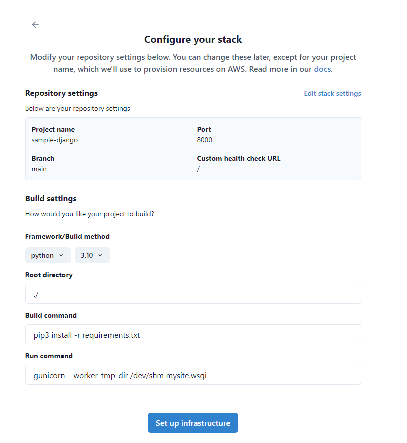 TinyStacks - configure your stack